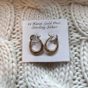 NWT 24 Karat Gold Over Sterling Silver Earrings